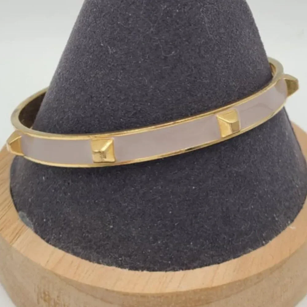 J Crew Taupe Enamel Studded Gold Tone Bangle NWOT